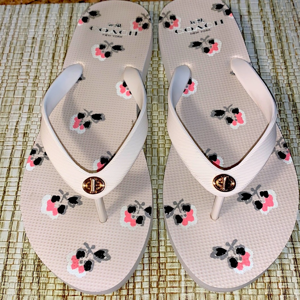 Women’s Beige Coach Flip Flops